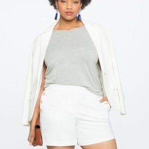 NWT ELOQUII Button Detail White Shorts size 22